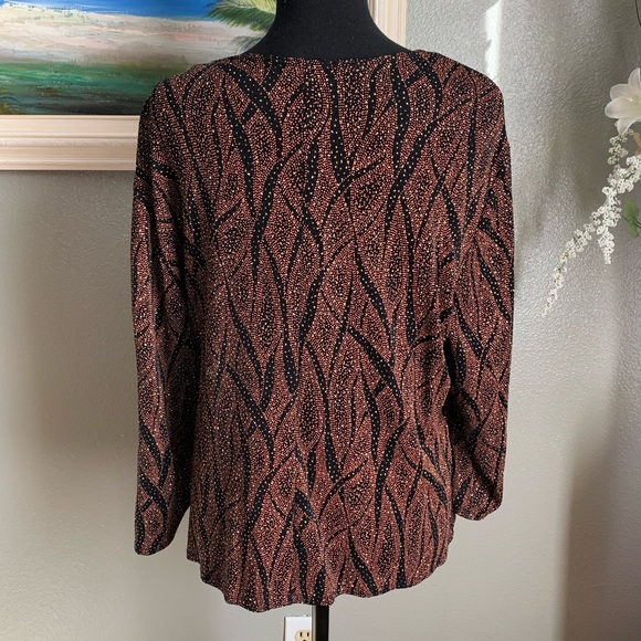 Helene Blake Black Gold Metallic Sparkly Top Size 2X - Picture 10 of 17